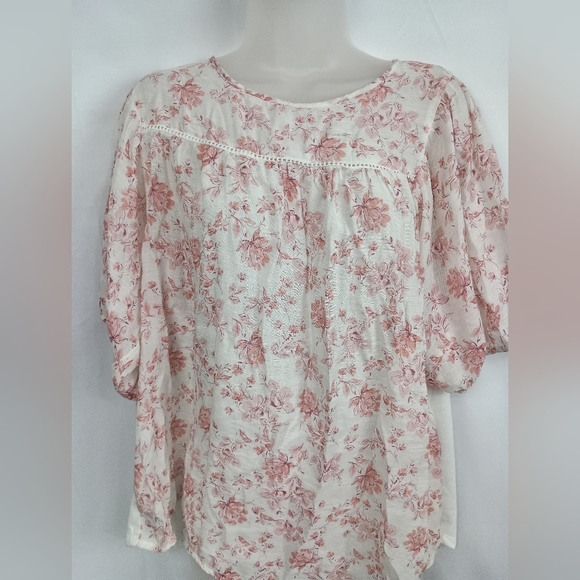 2/$30 PARELL SKIES Floral Pink Top Cottagecore, Coquettegirl (#1,302) - Picture 1 of 8